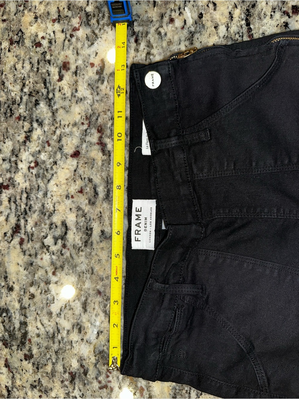 Frame Denim Le Flare de Francoise Black Raw Hem Cropped Side Zip Jeans size 28 - Picture 6 of 10
